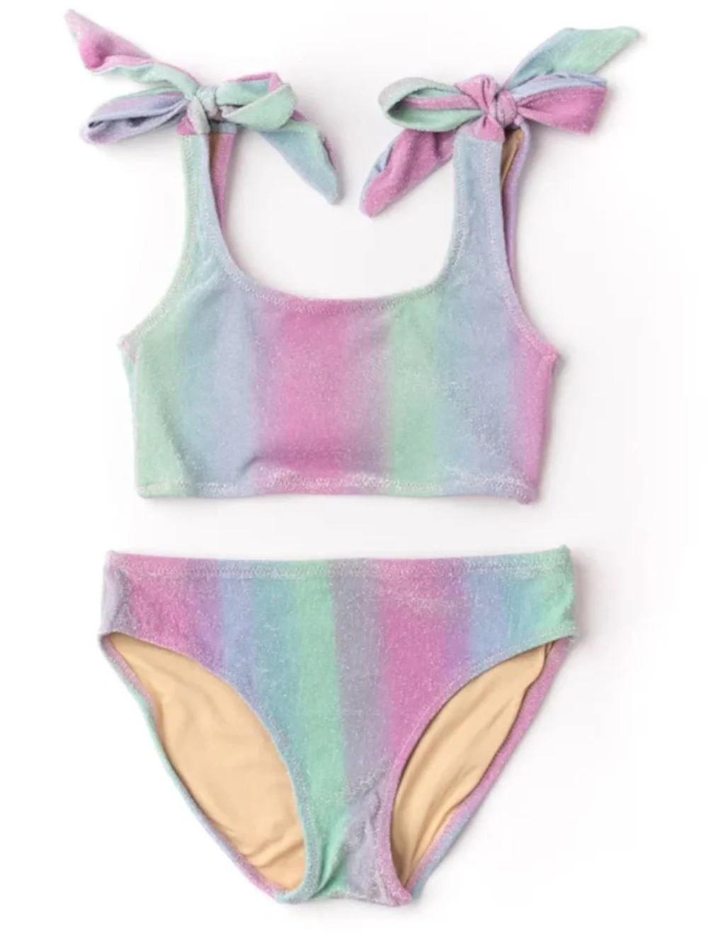 SHADE CRITTERS GIRLS OCEAN OMBRE SHIMMER TIE BIKINI - size 16 - NEW
